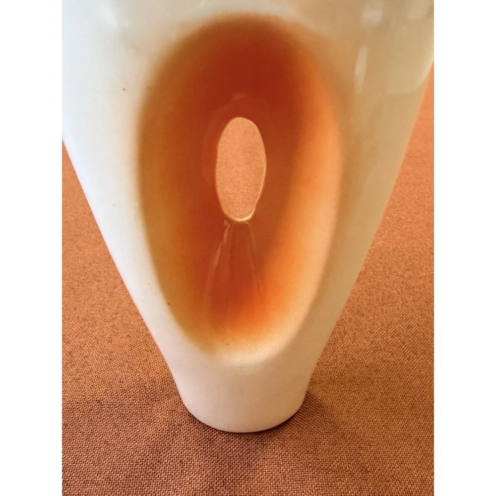 Gorgeous Modern White & Orange Peakaboo Vase small chip/hairline crack-see photo